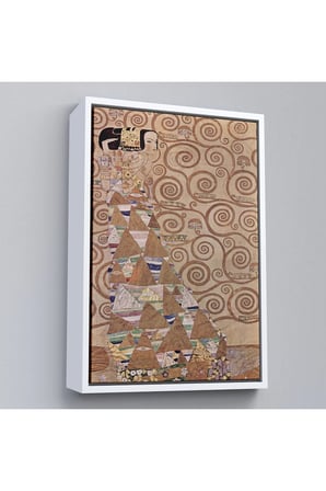 Ahşap Çerçeveli Gustav Klimt - Hayat Ağacı Tablosu - Expectation From Tree Of Life-7293