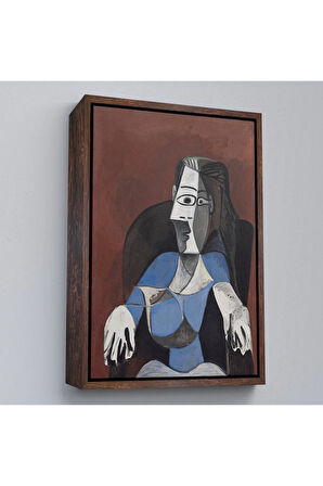 Ahşap Çerçeveli Pablo Picasso - Koltukta Oturan Soyut Kadın Tablosu-7296
