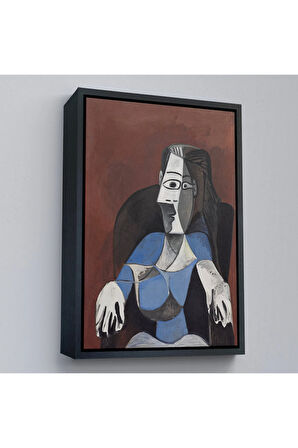 Ahşap Çerçeveli Pablo Picasso - Koltukta Oturan Soyut Kadın Tablosu-7296
