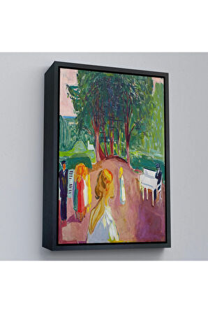 Ahşap Çerçeveli Edvard Munch - Parkta Flört Tablosu-7303