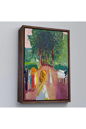 Ahşap Çerçeveli Edvard Munch - Parkta Flört Tablosu-7303