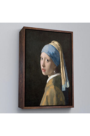 Ahşap Çerçeveli Johannes Vermeer - İnci Küpeli Kız Tablosu - Girl With A Pearl Earring-7309
