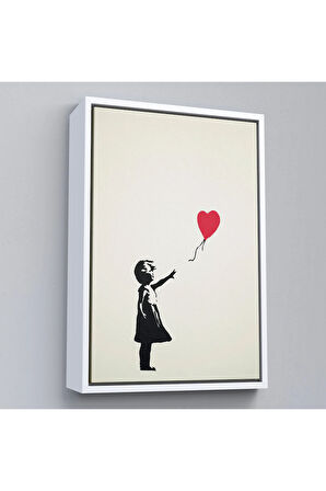 Ahşap Çerçeveli Banksy - Balonlu Kız Tablo - Girl With Balloon-7310