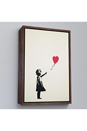 Ahşap Çerçeveli Banksy - Balonlu Kız Tablo - Girl With Balloon-7310
