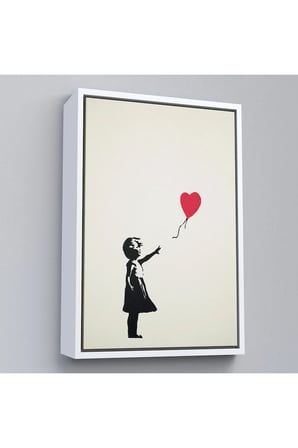 Ahşap Çerçeveli Banksy - Balonlu Kız Tablo - Girl With Balloon-7310