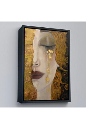 Ahşap Çerçeveli Gustav Klimt - Altın Gözyaşları Tablosu-7319