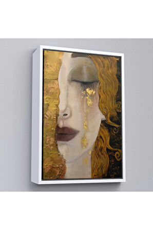 Ahşap Çerçeveli Gustav Klimt - Altın Gözyaşları Tablosu-7319