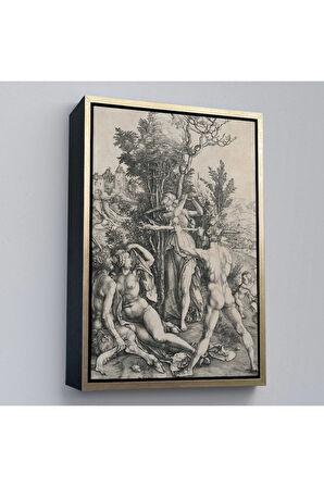 Ahşap Çerçeveli Albrecht Dürer - Herkül Yol Ayrımında Tablo - Hercules At The Crossroads-7326