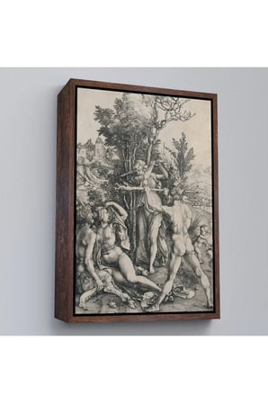 Ahşap Çerçeveli Albrecht Dürer - Herkül Yol Ayrımında Tablo - Hercules At The Crossroads-7326