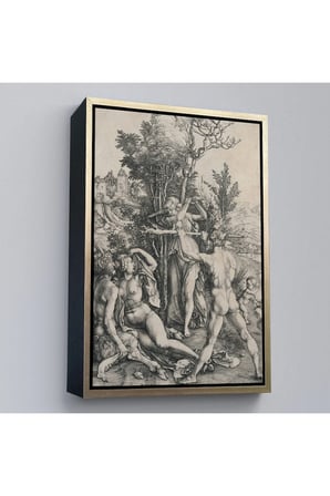 Ahşap Çerçeveli Albrecht Dürer - Herkül Yol Ayrımında Tablo - Hercules At The Crossroads-7326