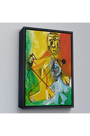 Ahşap Çerçeveli Pablo Picasso - Adam Ve Çocuk Tablosu - Homme Et Enfant-7328