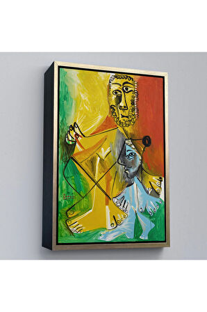 Ahşap Çerçeveli Pablo Picasso - Adam Ve Çocuk Tablosu - Homme Et Enfant-7328