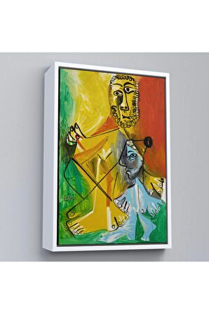 Ahşap Çerçeveli Pablo Picasso - Adam Ve Çocuk Tablosu - Homme Et Enfant-7328