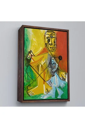 Ahşap Çerçeveli Pablo Picasso - Adam Ve Çocuk Tablosu - Homme Et Enfant-7328