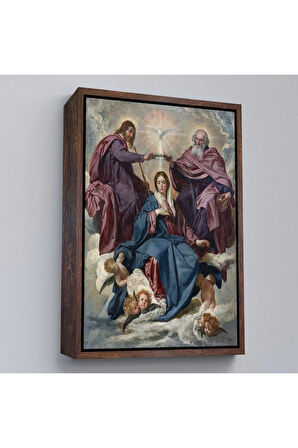 Ahşap Çerçeveli Diego Velazquez - Bakirenin Taç Giyme Töreni Tablo-7344