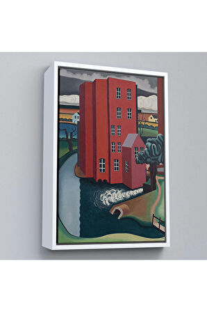 Ahşap Çerçeveli Auguste Herbin - Kırmızı Ev Tablosu -The Red House-7347