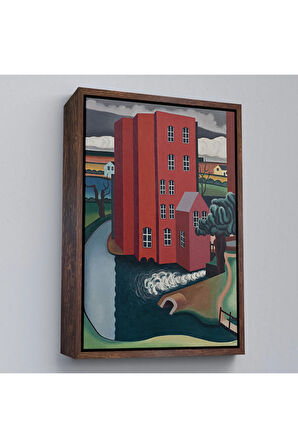 Ahşap Çerçeveli Auguste Herbin - Kırmızı Ev Tablosu -The Red House-7347