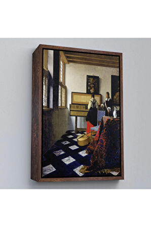 Ahşap Çerçeveli Johannes Vermeer - Müzik Dersi Tablo - The Music Lesson-7348