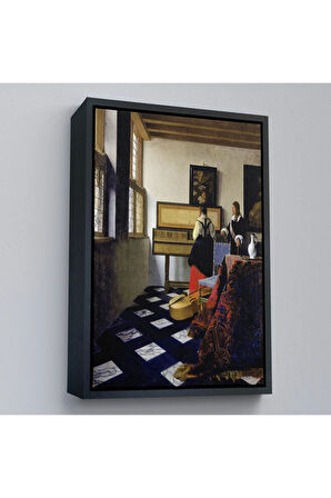 Ahşap Çerçeveli Johannes Vermeer - Müzik Dersi Tablo - The Music Lesson-7348