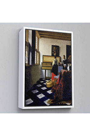 Ahşap Çerçeveli Johannes Vermeer - Müzik Dersi Tablo - The Music Lesson-7348