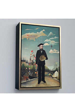 Ahşap Çerçeveli Henri Rousseau Kendi Tablosu - Self-Portrait-7361