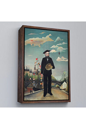 Ahşap Çerçeveli Henri Rousseau Kendi Tablosu - Self-Portrait-7361