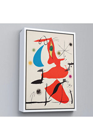 Ahşap Çerçeveli Joan Miro - Sürreal Soyut Tablo-7365