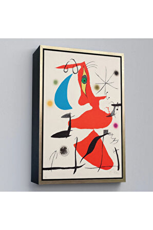 Ahşap Çerçeveli Joan Miro - Sürreal Soyut Tablo-7365