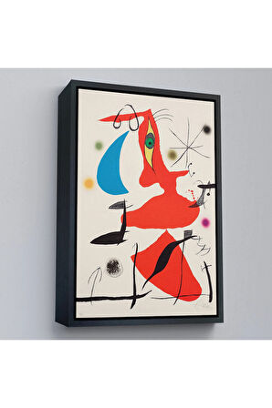 Ahşap Çerçeveli Joan Miro - Sürreal Soyut Tablo-7365
