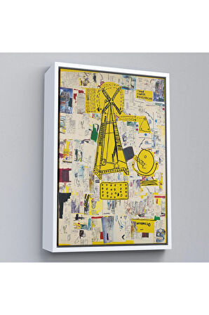 Ahşap Çerçeveli Jean-Michel Basquiat - Yel Değirmeni Tablosu - Windmill-7383