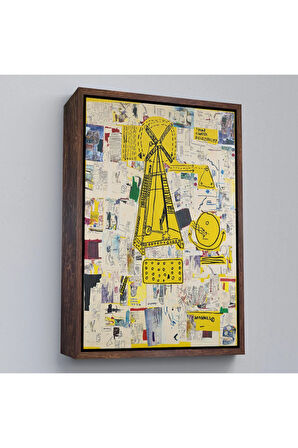 Ahşap Çerçeveli Jean-Michel Basquiat - Yel Değirmeni Tablosu - Windmill-7383