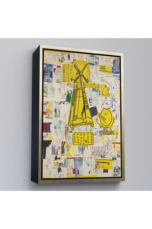 Ahşap Çerçeveli Jean-Michel Basquiat - Yel Değirmeni Tablosu - Windmill-7383
