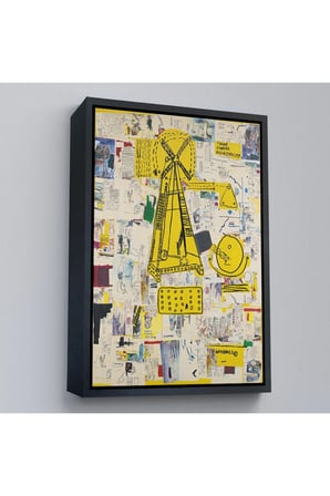 Ahşap Çerçeveli Jean-Michel Basquiat - Yel Değirmeni Tablosu - Windmill-7383