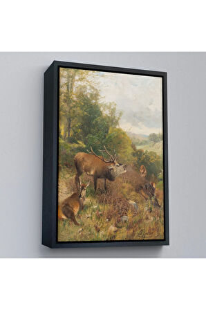 Ahşap Çerçeveli Bağıran Geyik Tablosu-7384