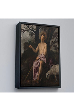 Ahşap Çerçeveli Diego Velazquez - Doğada Aziz Vaftizci Yahya Tablosu-7387