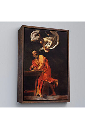 Ahşap Çerçeveli Caravaggio - Aziz Matta Ve Melek Tablosu - Saint Matthew And The Angel-7388