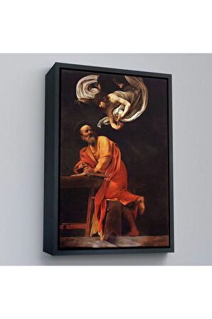Ahşap Çerçeveli Caravaggio - Aziz Matta Ve Melek Tablosu - Saint Matthew And The Angel-7388