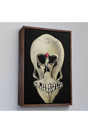 Ahşap Çerçeveli Salvador Dali - Balerin Ve Kafatası Tablo-7393