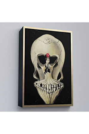 Ahşap Çerçeveli Salvador Dali - Balerin Ve Kafatası Tablo-7393