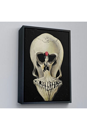 Ahşap Çerçeveli Salvador Dali - Balerin Ve Kafatası Tablo-7393