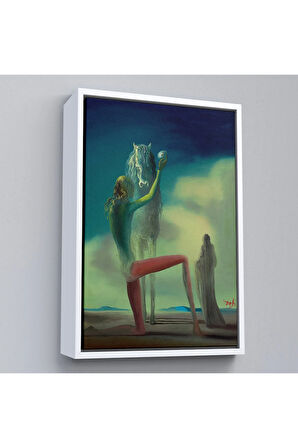 Ahşap Çerçeveli Salvador Dali - Ölüm Şövalyesi Tablosu - Chevalier De La Mort-7400