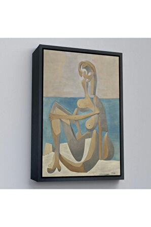 Ahşap Çerçeveli Salvador Dali - Plajda Oturan Yüzücü Tablo - Seated Bather On The Beach-7405