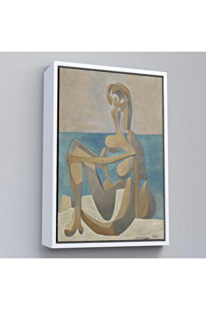 Ahşap Çerçeveli Salvador Dali - Plajda Oturan Yüzücü Tablo - Seated Bather On The Beach-7405