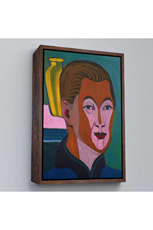 Ahşap Çerçeveli Ernst Ludwig Kirchner - Ressamın Başkanı Tablosu-7406