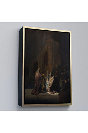Ahşap Çerçeveli Rembrandt Van Rijn Simeon - Tapınakta Övgü Şarkısı Tablo-7408
