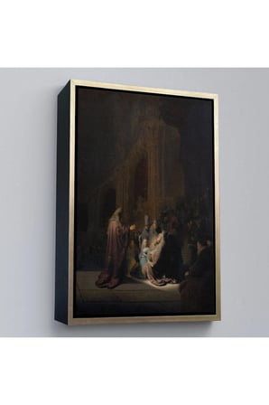 Ahşap Çerçeveli Rembrandt Van Rijn Simeon - Tapınakta Övgü Şarkısı Tablo-7408
