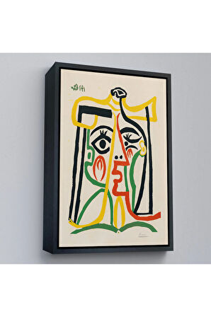 Ahşap Çerçeveli Pablo Picasso - Jacqueline'İn Hasır Şapkalı Tablo-7419