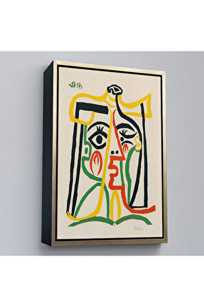 Ahşap Çerçeveli Pablo Picasso - Jacqueline'İn Hasır Şapkalı Tablo-7419