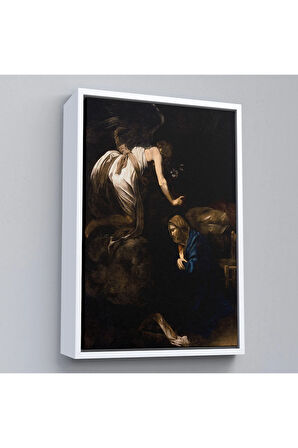 Ahşap Çerçeveli Caravaggio - Duyuru Tablosu - Annunciation-7420