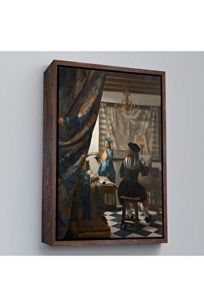 Ahşap Çerçeveli Johannes Vermeer - Resim Çizme Tablosu-7422